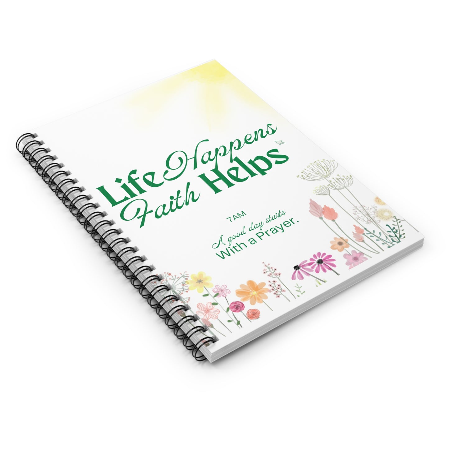 Faith and Prayer Inspiration Spiral Notebook, Religious Journal for Writing, Christian Faith Stationery, Ruled Line Spiral Bound Notebook,