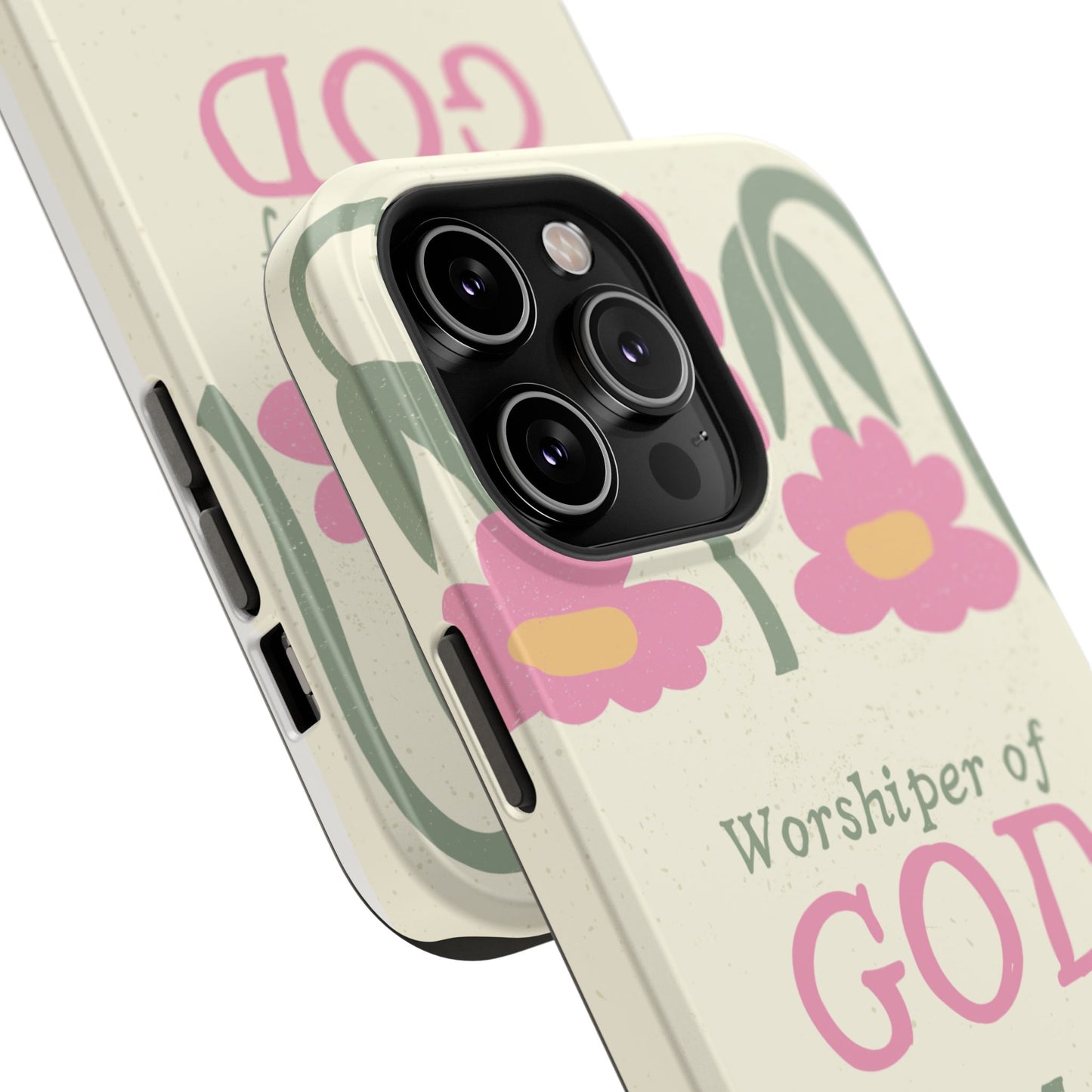 Floral Worshiper of God Design, Impact-Resistant Phone Case, Cute Ideal Gift for Believers, Faith-Inspired Accessories