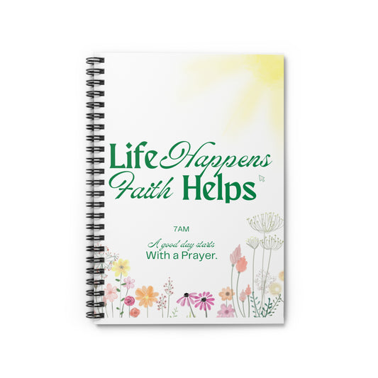Faith and Prayer Inspiration Spiral Notebook, Religious Journal for Writing, Christian Faith Stationery, Ruled Line Spiral Bound Notebook,