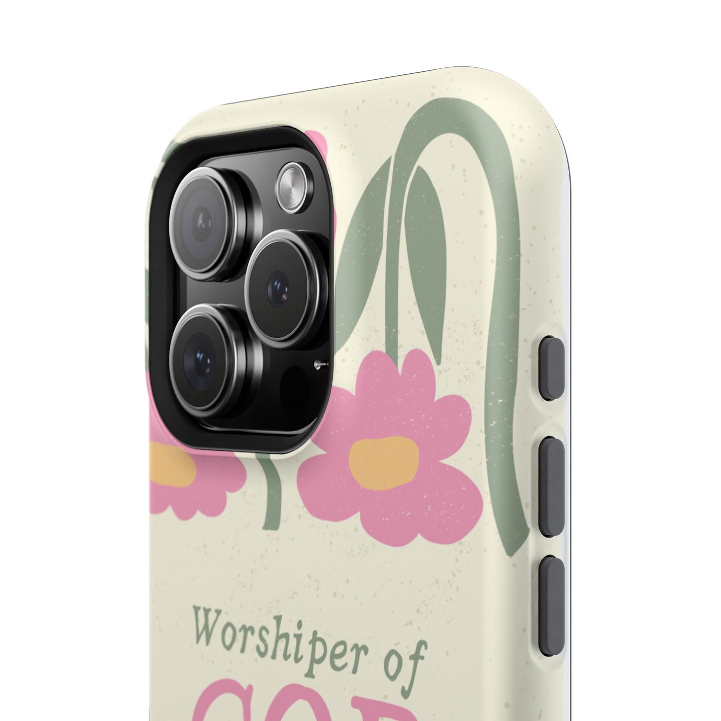 Floral Worshiper of God Design, Impact-Resistant Phone Case, Cute Ideal Gift for Believers, Faith-Inspired Accessories