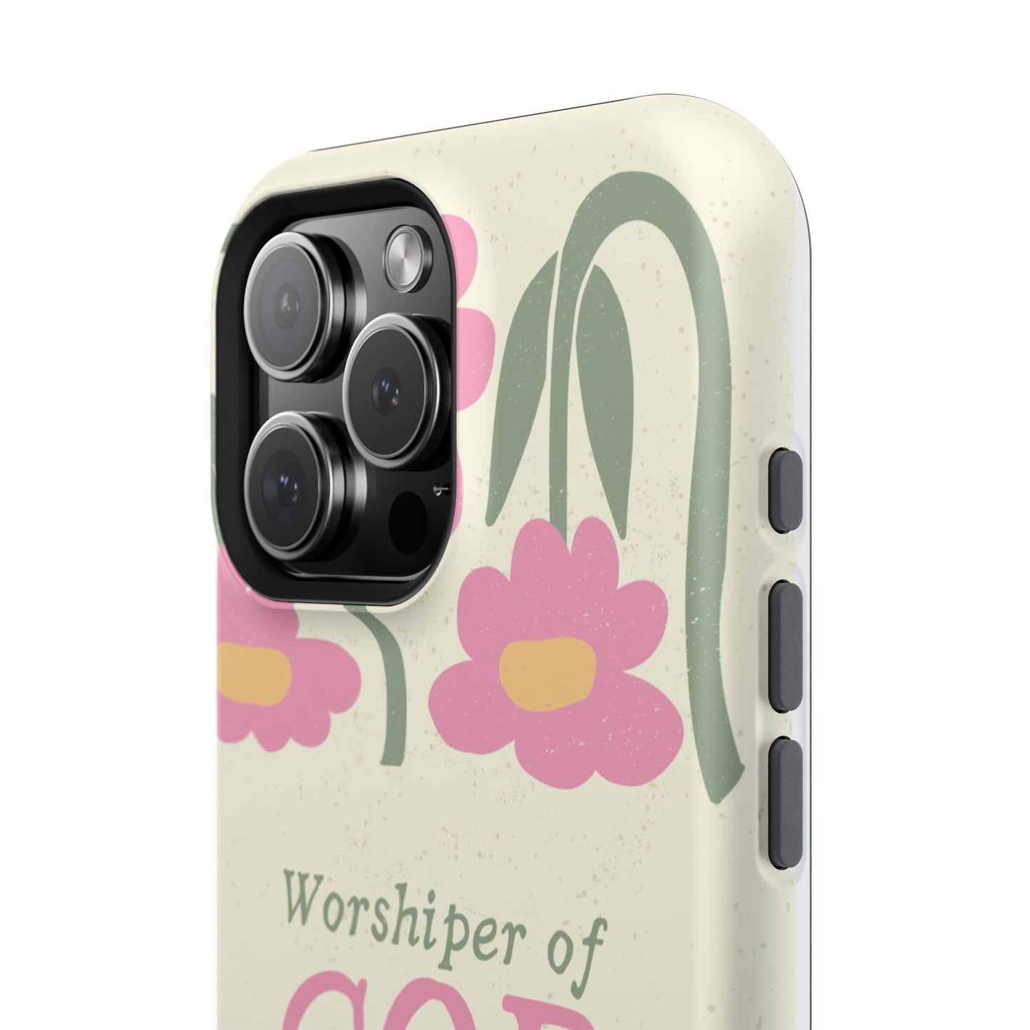 Floral Worshiper of God Design, Impact-Resistant Phone Case, Cute Ideal Gift for Believers, Faith-Inspired Accessories