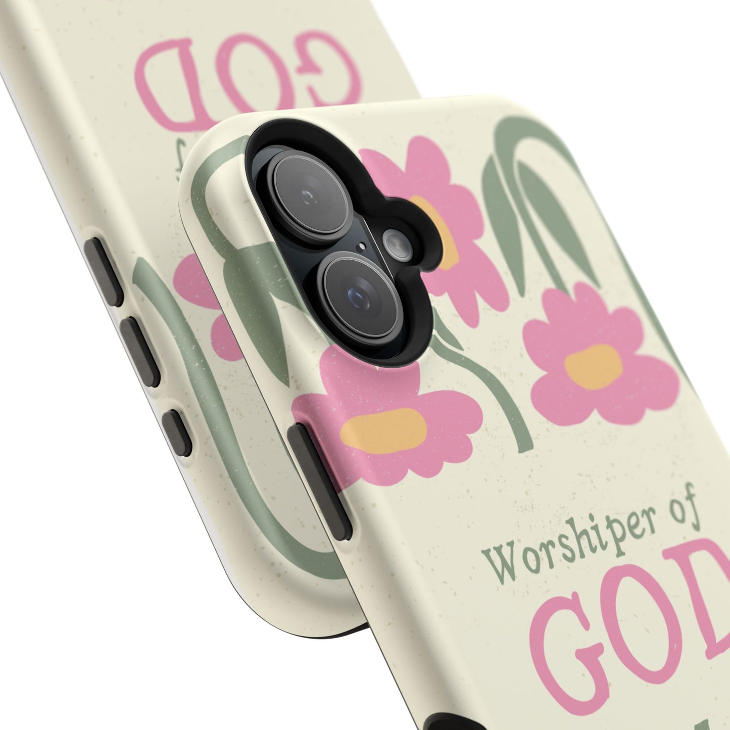 Floral Worshiper of God Design, Impact-Resistant Phone Case, Cute Ideal Gift for Believers, Faith-Inspired Accessories