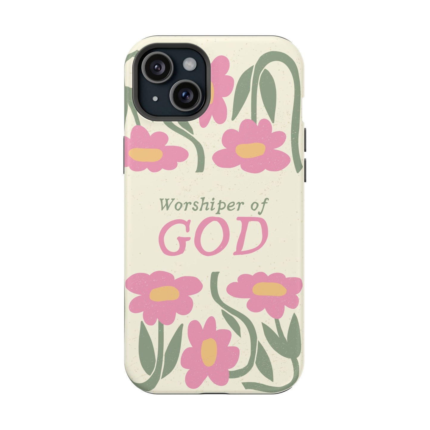 Floral Worshiper of God Design, Impact-Resistant Phone Case, Cute Ideal Gift for Believers, Faith-Inspired Accessories
