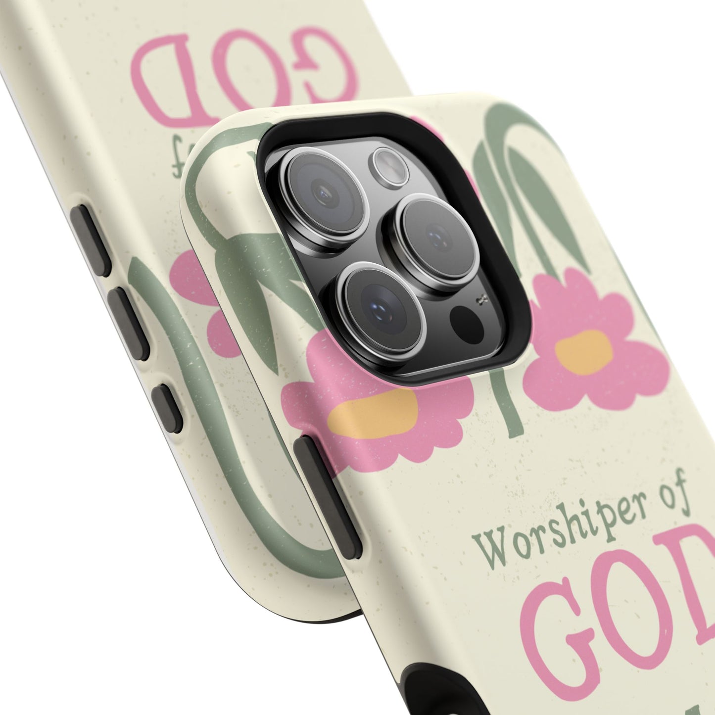 Floral Worshiper of God Design, Impact-Resistant Phone Case, Cute Ideal Gift for Believers, Faith-Inspired Accessories
