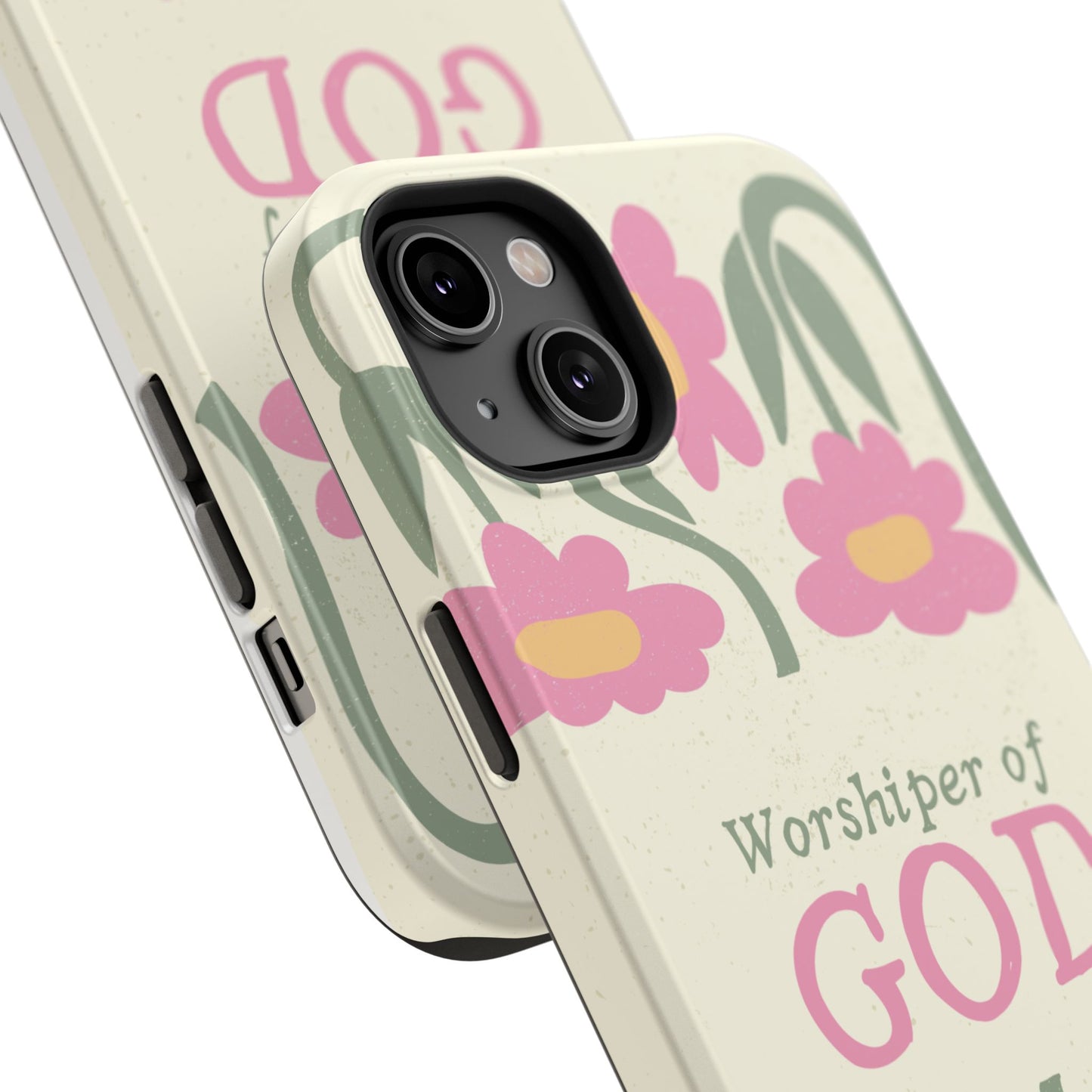 Floral Worshiper of God Design, Impact-Resistant Phone Case, Cute Ideal Gift for Believers, Faith-Inspired Accessories
