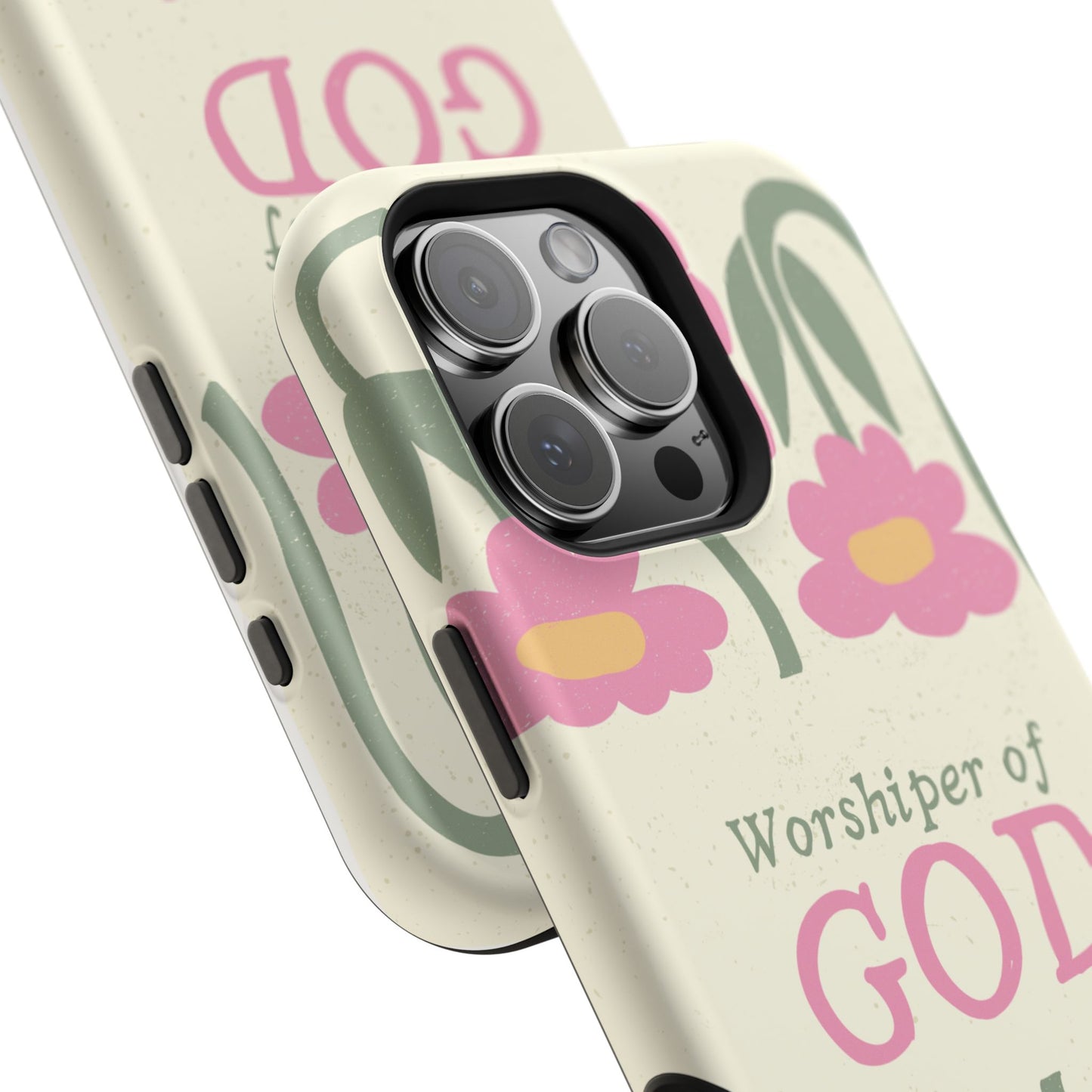 Floral Worshiper of God Design, Impact-Resistant Phone Case, Cute Ideal Gift for Believers, Faith-Inspired Accessories