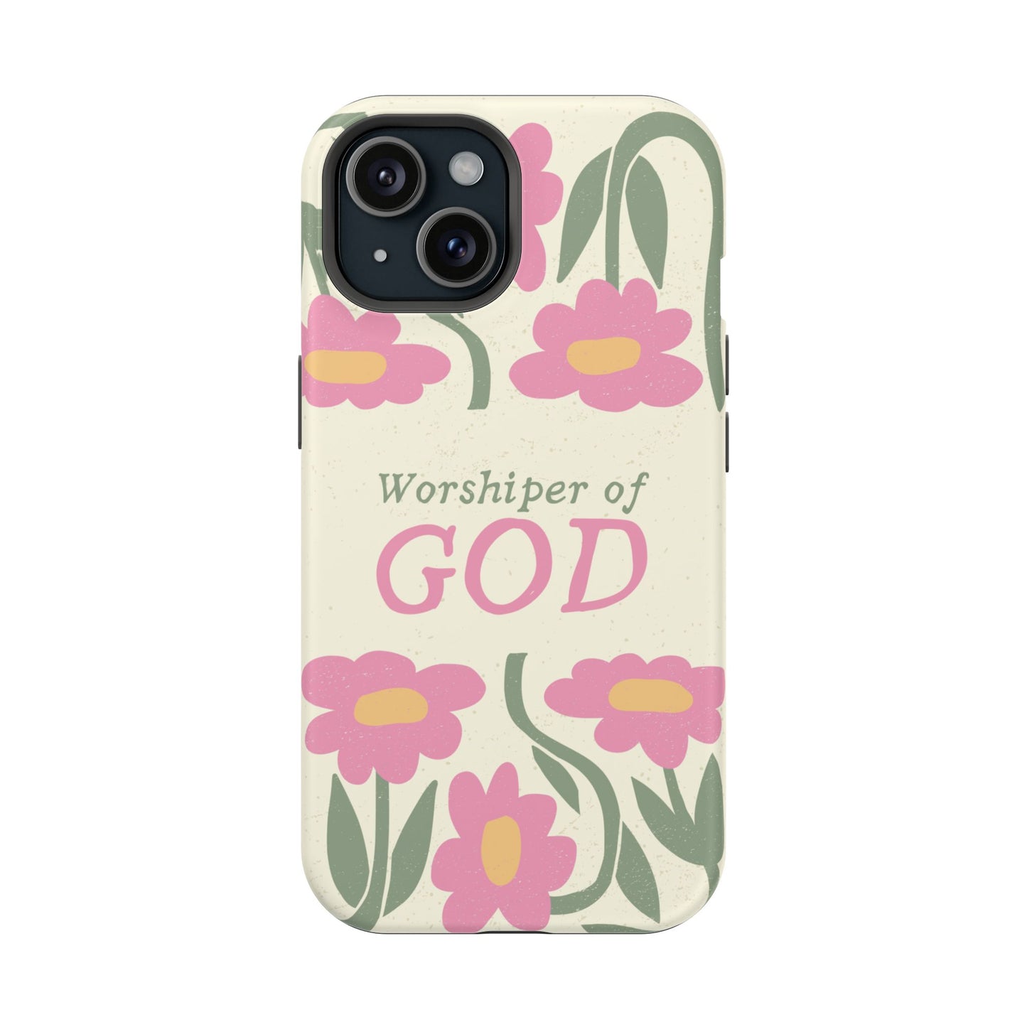 Floral Worshiper of God Design, Impact-Resistant Phone Case, Cute Ideal Gift for Believers, Faith-Inspired Accessories
