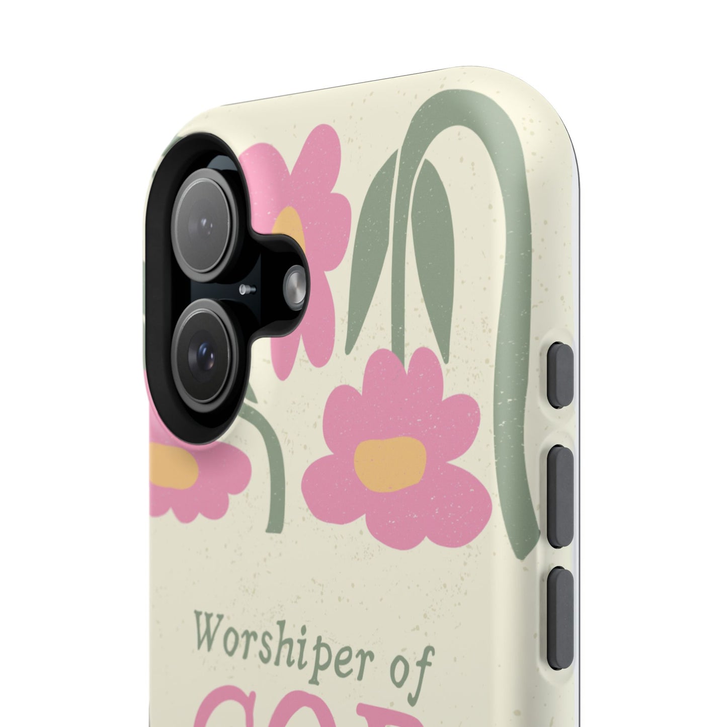 Floral Worshiper of God Design, Impact-Resistant Phone Case, Cute Ideal Gift for Believers, Faith-Inspired Accessories