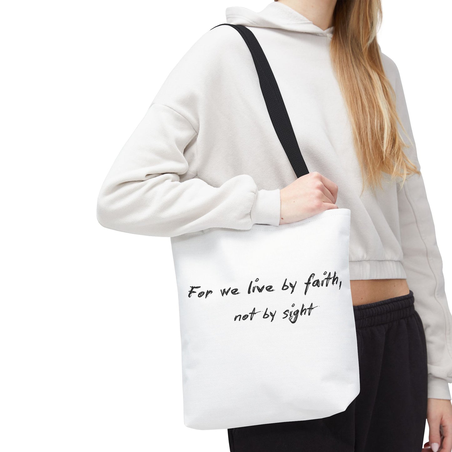 Live by Faith Inspirational Tote Bag – Faith Quote, Motivational Bag, Canvas Carryall, Gift for Her, Bible Verse Shoulder Bag