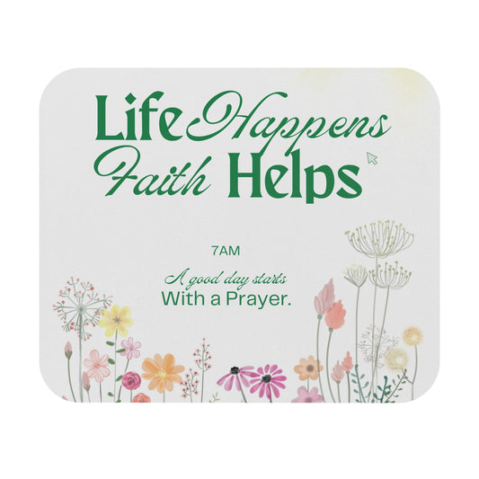 Faith and Prayer Mouse Pad, Motivational Floral Desk Accessory - Rectangle, Inspirational Home Office Decor, Christian Gift, Religious
