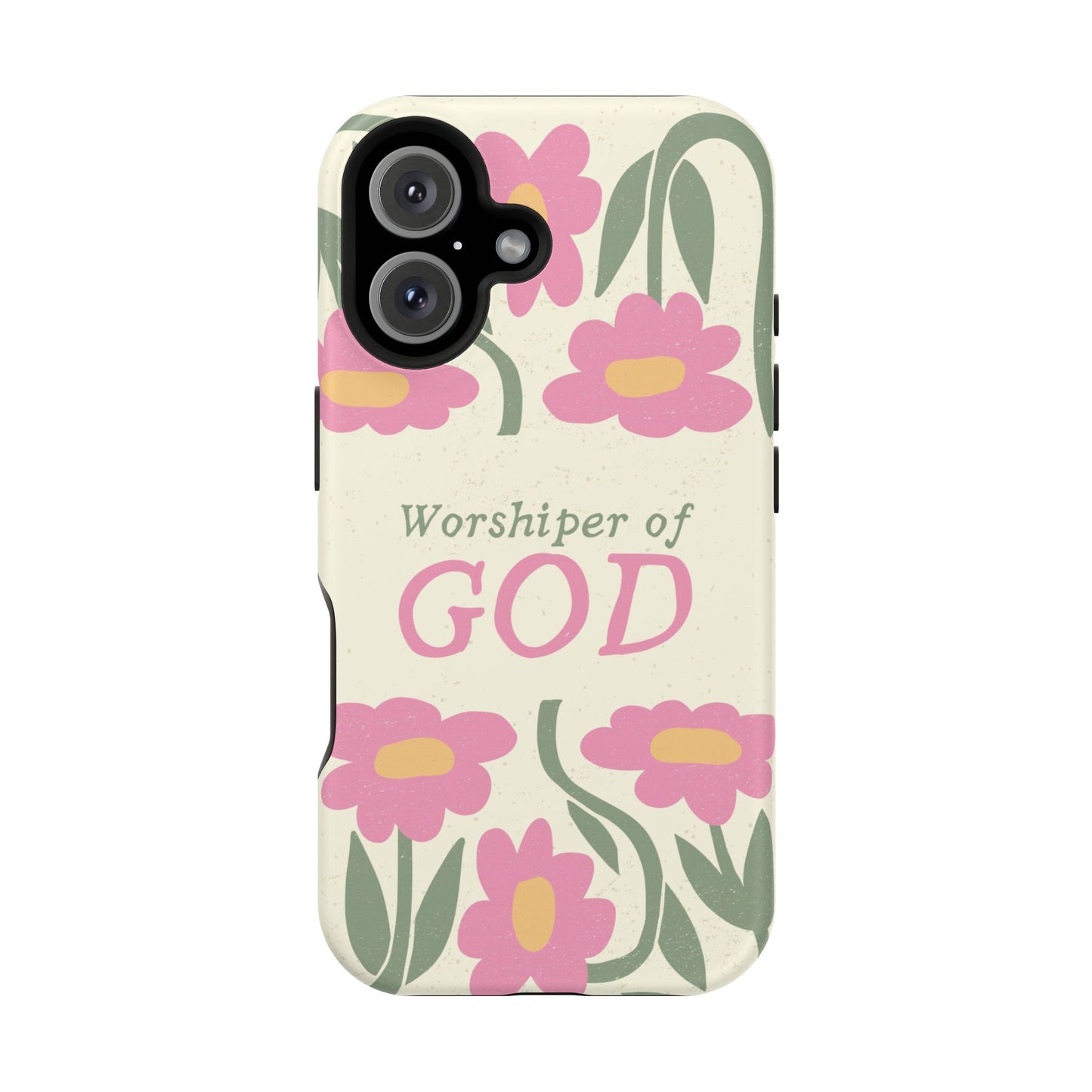 Floral Worshiper of God Design, Impact-Resistant Phone Case, Cute Ideal Gift for Believers, Faith-Inspired Accessories