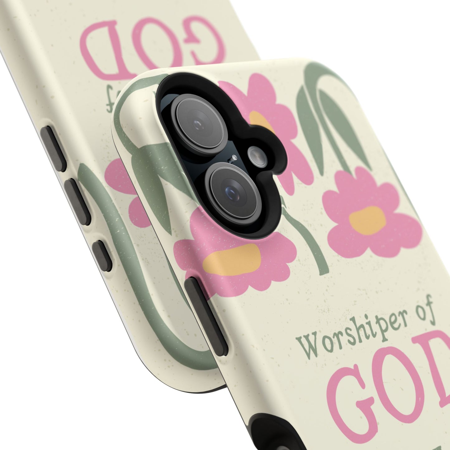Floral Worshiper of God Design, Impact-Resistant Phone Case, Cute Ideal Gift for Believers, Faith-Inspired Accessories