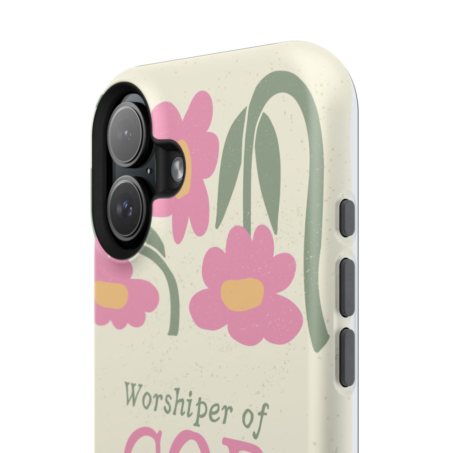Floral Worshiper of God Design, Impact-Resistant Phone Case, Cute Ideal Gift for Believers, Faith-Inspired Accessories