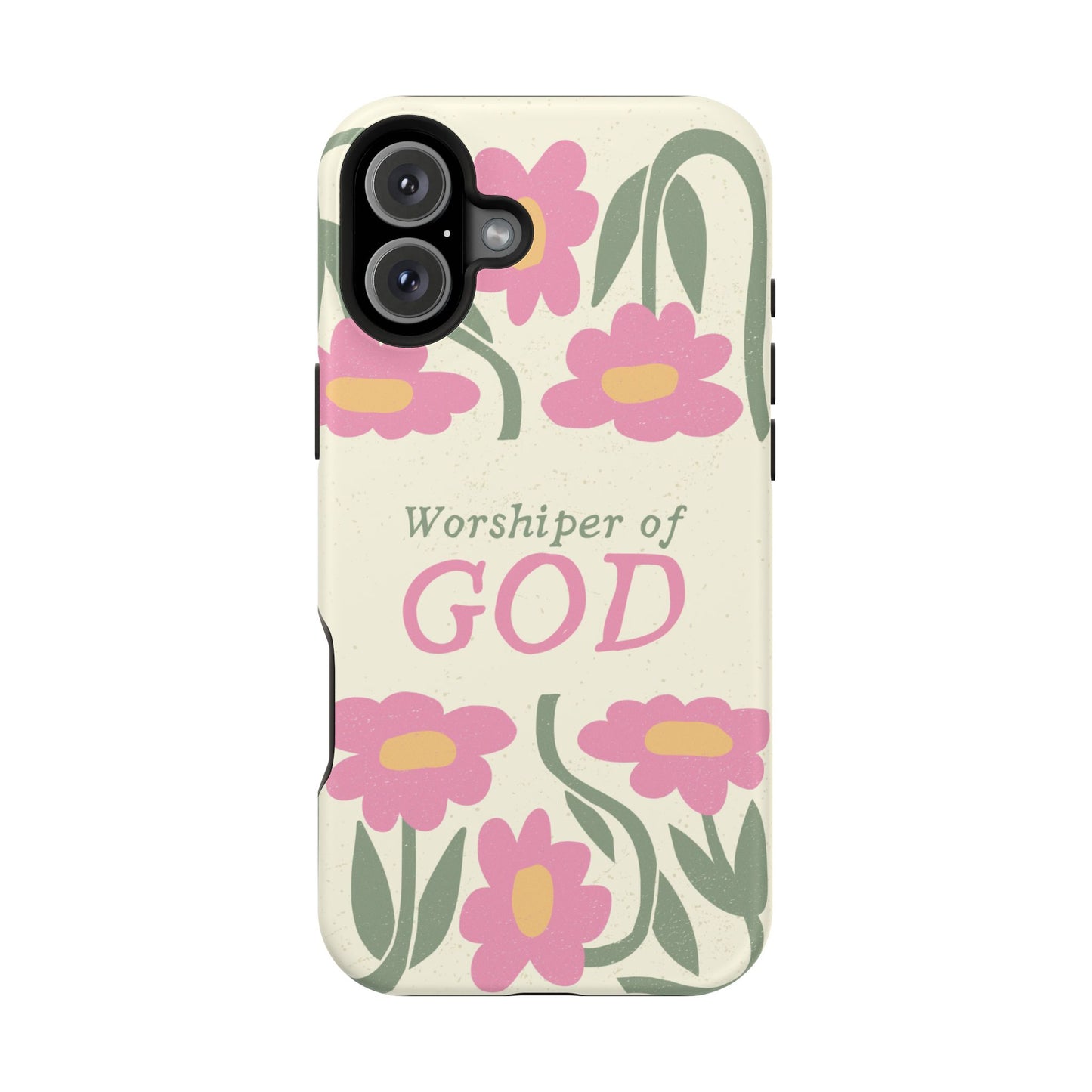 Floral Worshiper of God Design, Impact-Resistant Phone Case, Cute Ideal Gift for Believers, Faith-Inspired Accessories
