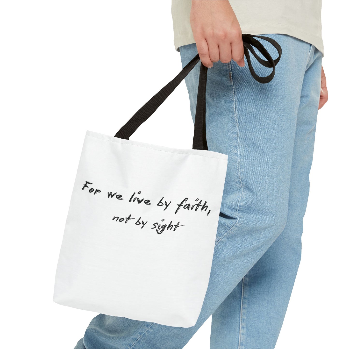 Live by Faith Inspirational Tote Bag – Faith Quote, Motivational Bag, Canvas Carryall, Gift for Her, Bible Verse Shoulder Bag