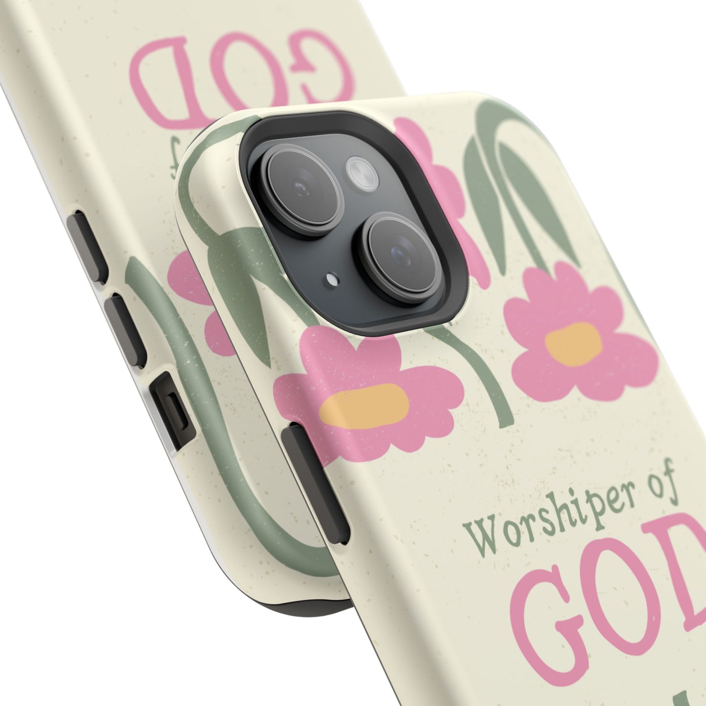 Floral Worshiper of God Design, Impact-Resistant Phone Case, Cute Ideal Gift for Believers, Faith-Inspired Accessories