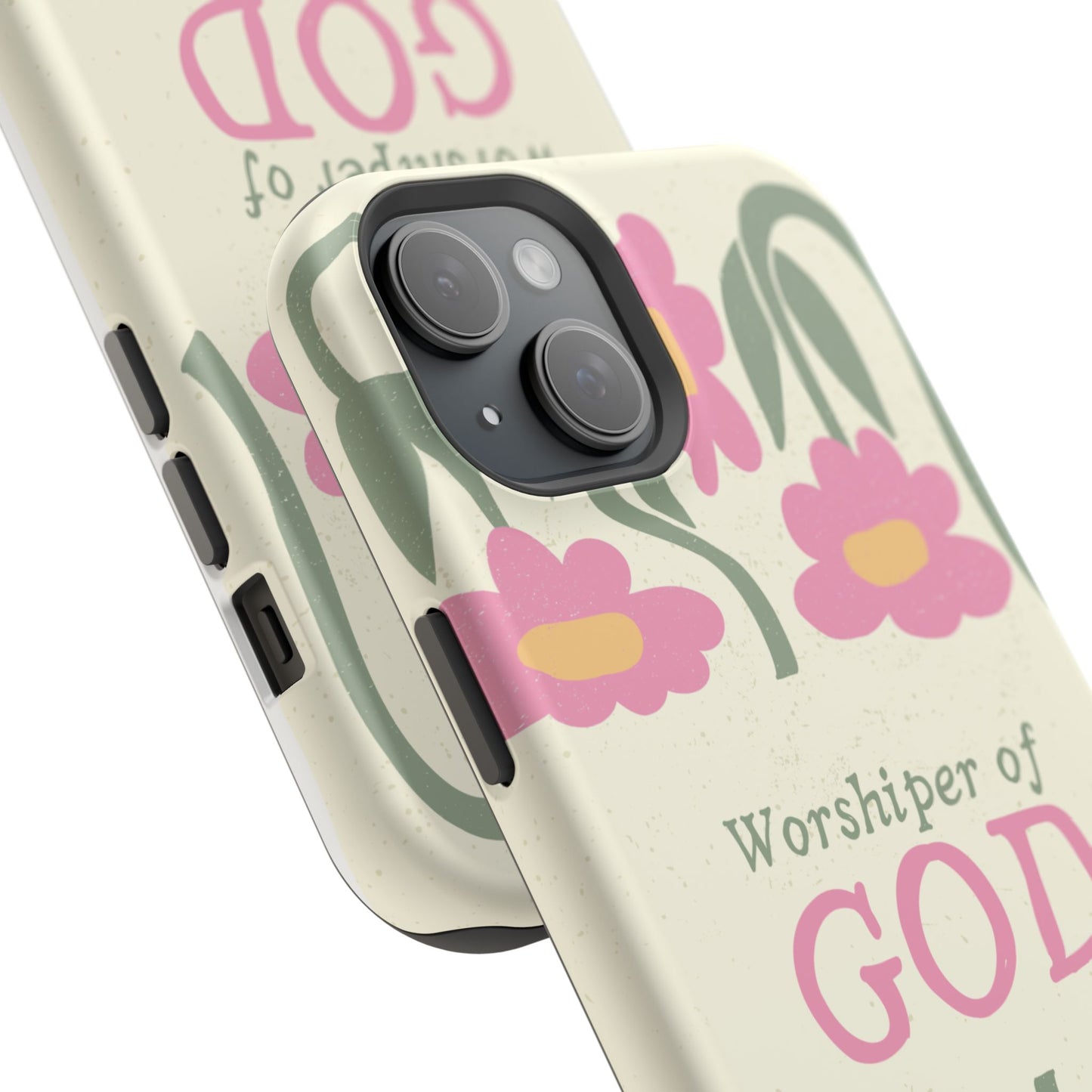Floral Worshiper of God Design, Impact-Resistant Phone Case, Cute Ideal Gift for Believers, Faith-Inspired Accessories