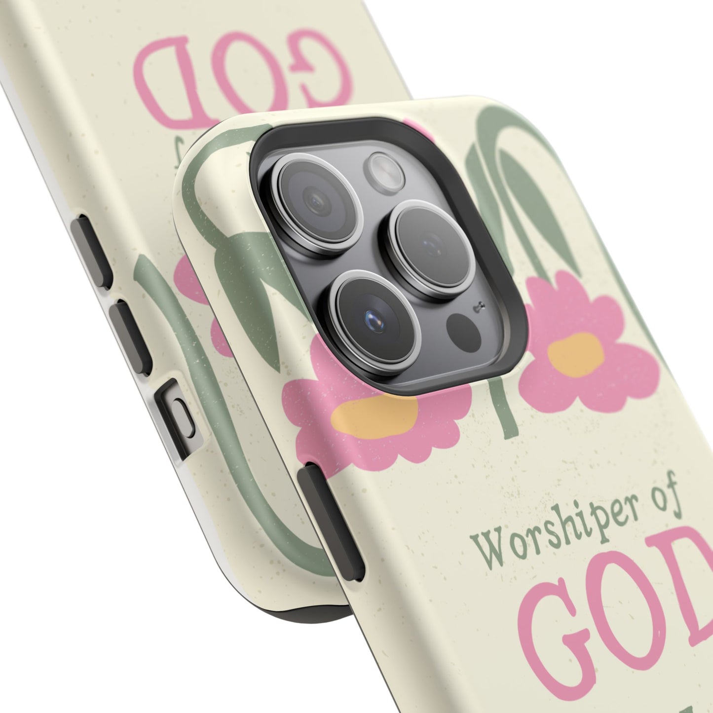 Floral Worshiper of God Design, Impact-Resistant Phone Case, Cute Ideal Gift for Believers, Faith-Inspired Accessories
