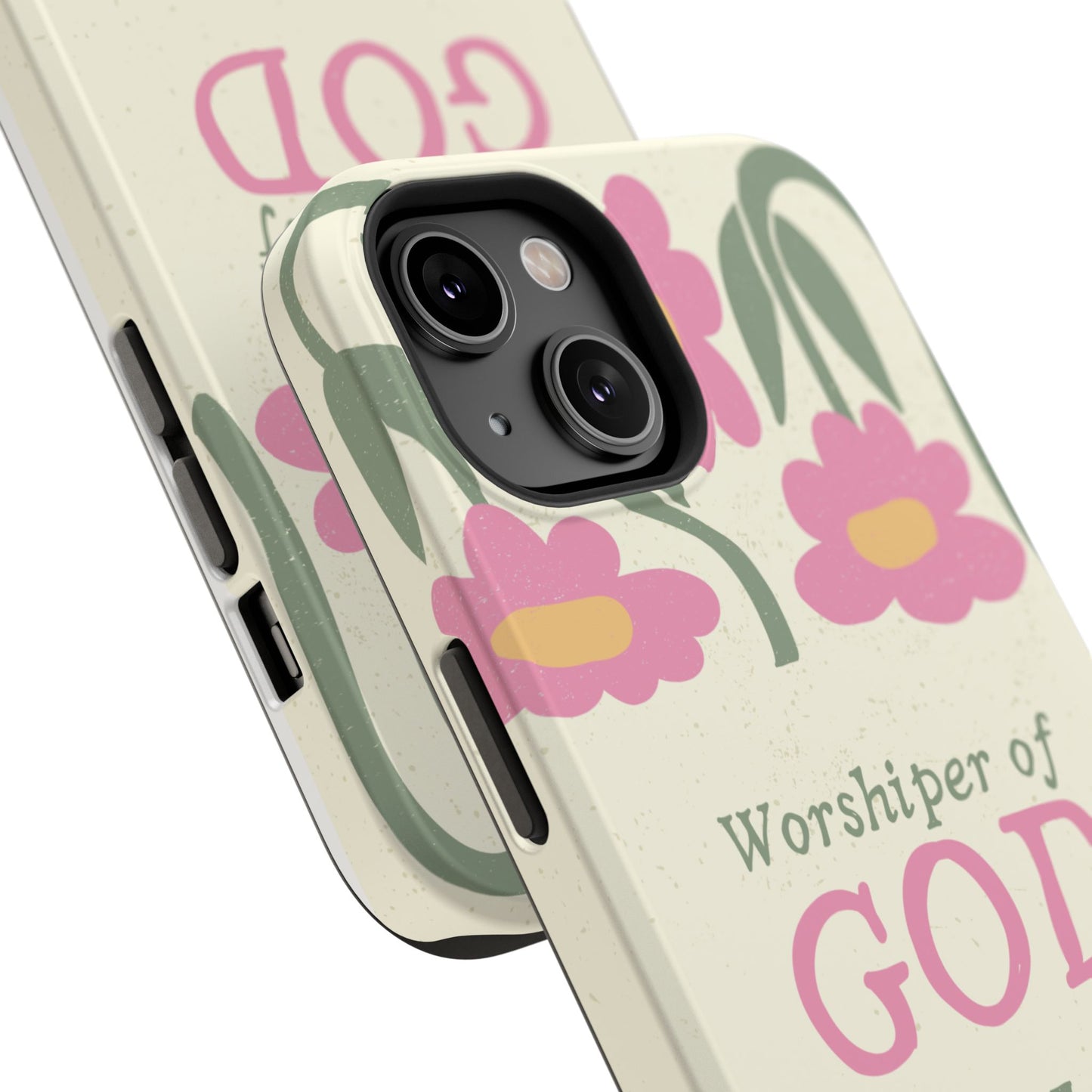 Floral Worshiper of God Design, Impact-Resistant Phone Case, Cute Ideal Gift for Believers, Faith-Inspired Accessories