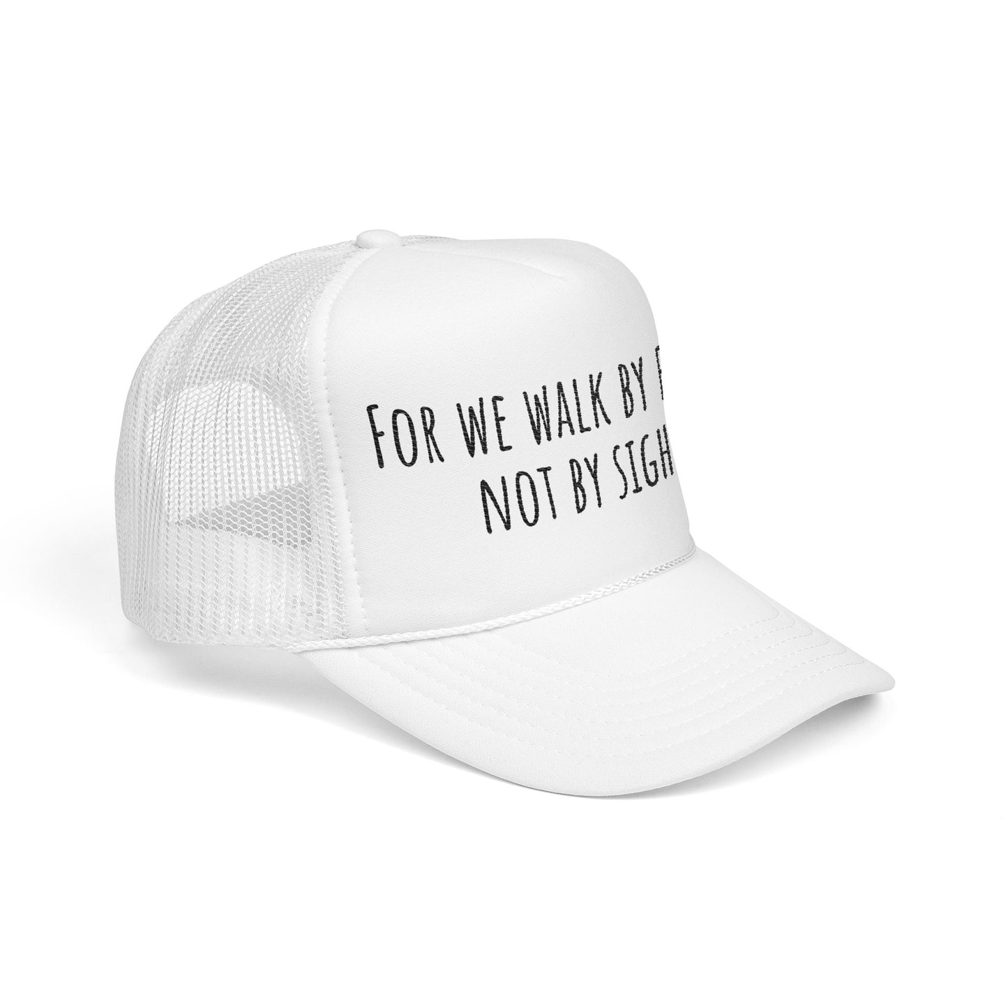 Walk by Faith Embroidered Foam Trucker Hat, Cap for Outdoor Adventures, Faith Lovers Gift, Casual Style, Embroidery, Inspirational Hat